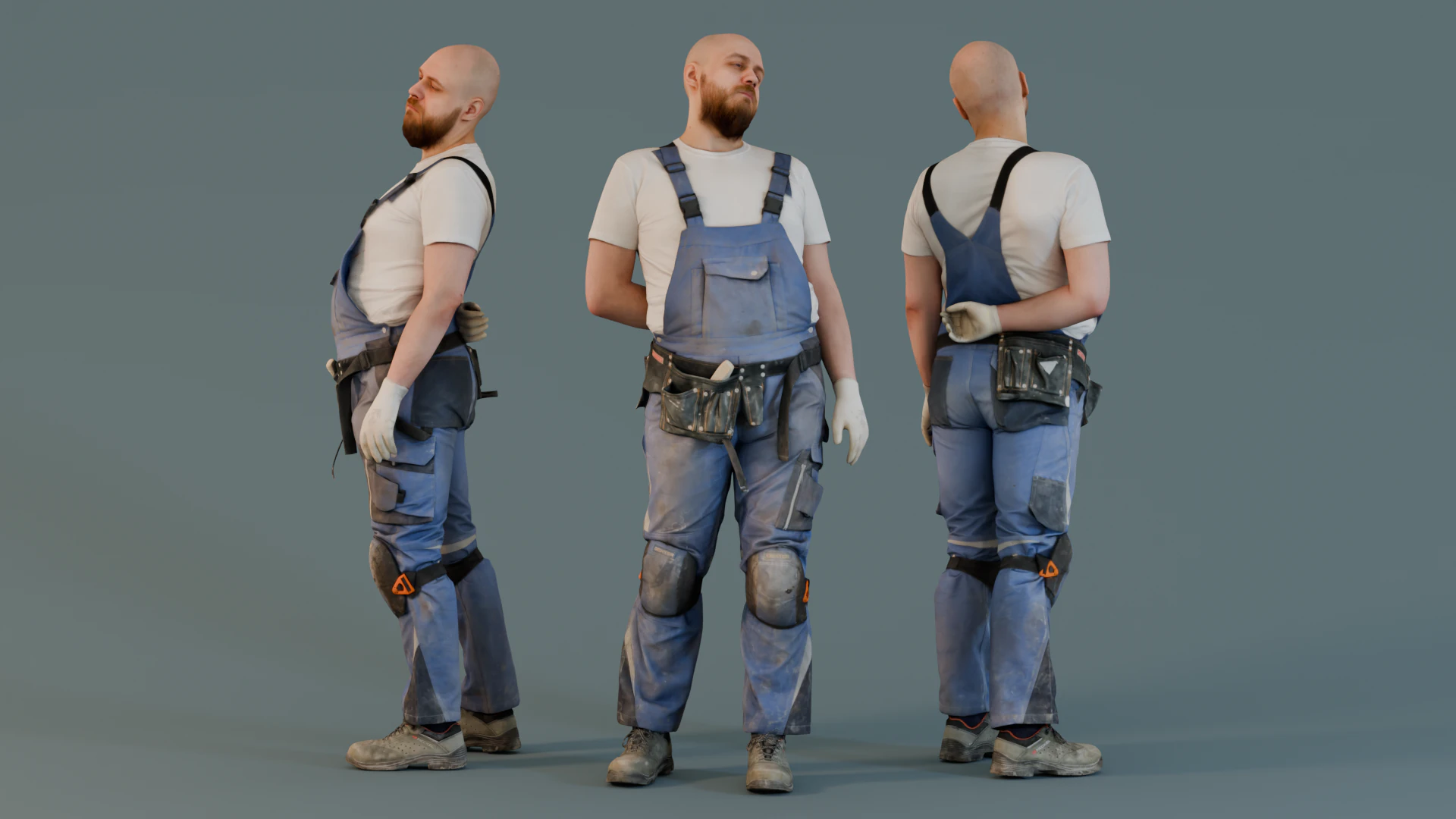 Bald Construction Worker Warming Up 3D Model .c4d .max .obj .3ds .fbx .stl .blend