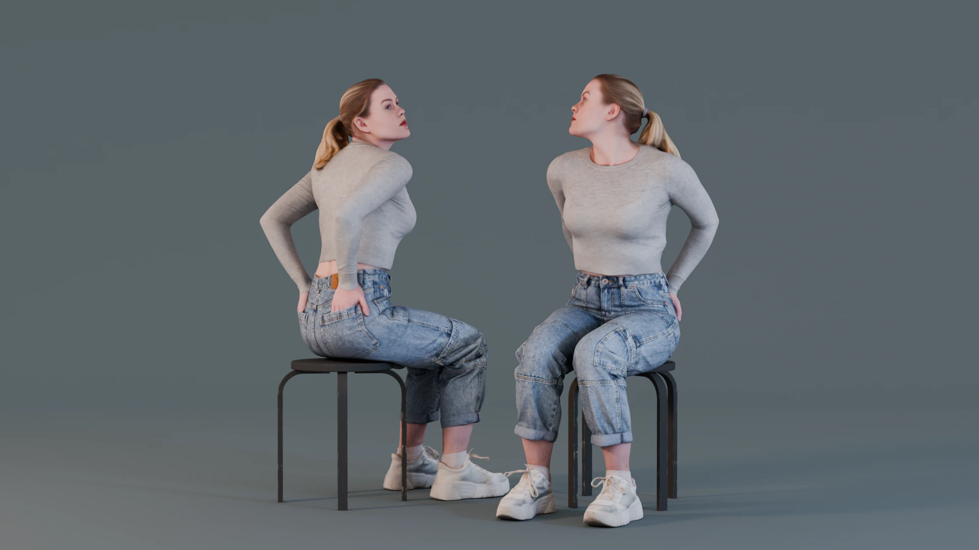 Girl Waiting - Seated Woman in Casual Attire 3D Model .c4d .max .obj .3ds .fbx .stl .blend 