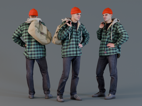 Smirk Guy in an Orange Hat 3D 模型