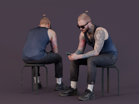 Digital Connection - Tattooed Man on a Break 3Dモデル
