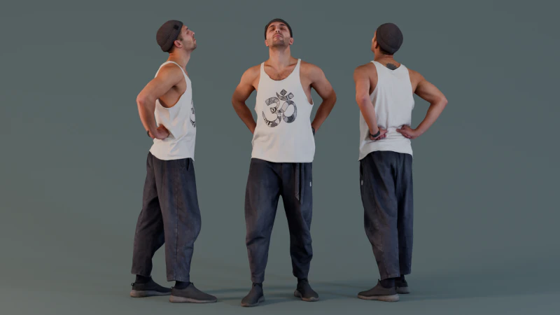 Mystieke stedelijke man in gebed pose 3D Model .c4d .max .obj .3ds .fbx .stl .blend 