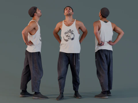 Містичний міський чоловік у молитовній позі 3D Модель