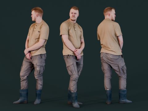 Worker in Rubber Boots 3Dモデル