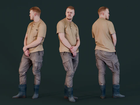 Працівник у гумових чоботях 3D Модель