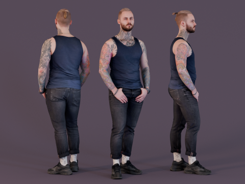 Tattooed Man in Tank Top 3Dモデル