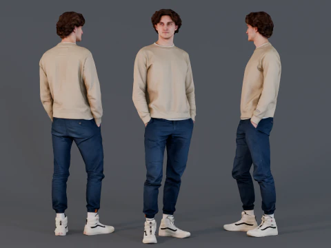 Привабливий молодий хлопець у повсякденному одязі 3D Модель