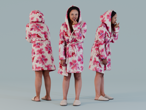 Morning Rituals - Woman in Floral Bathrobe 3Dモデル