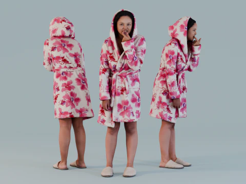 Ранкові ритуали - жінка в квітковому халаті 3D Модель