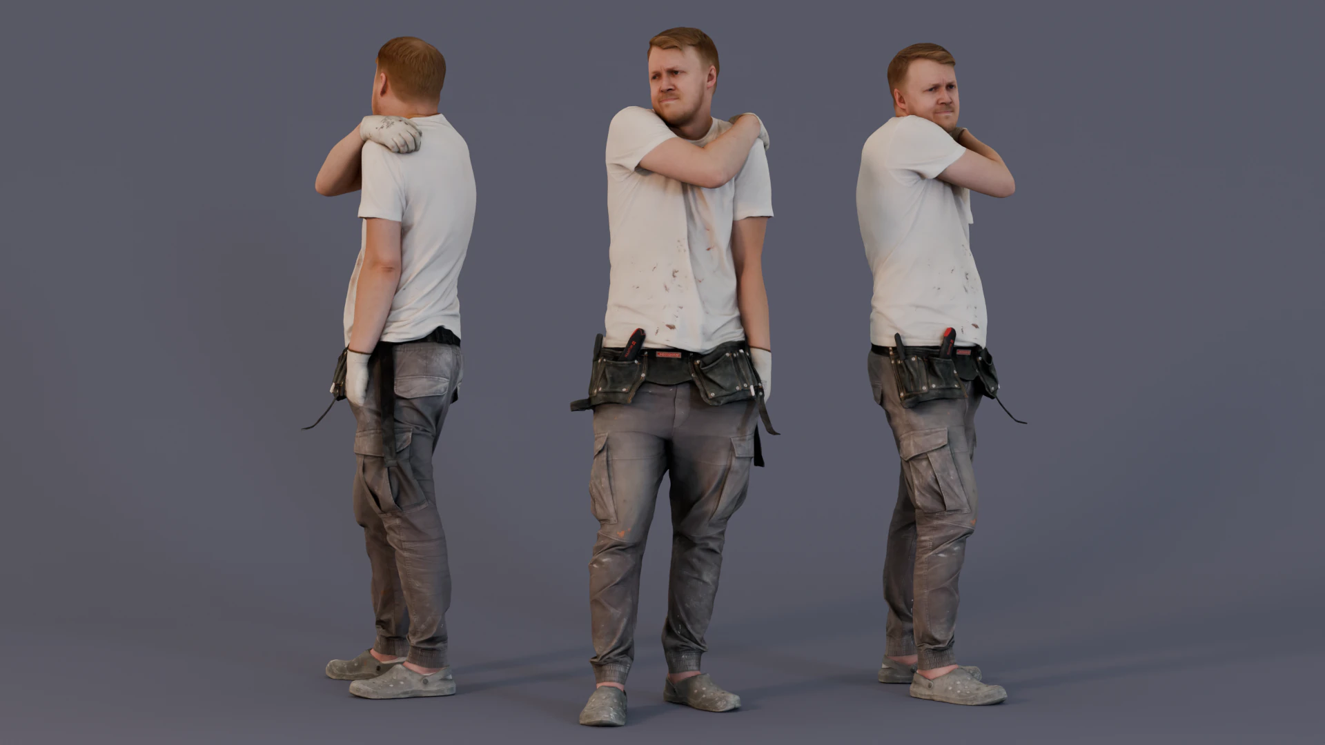 Construction Worker - Man in Workwear with Tool Belt 3D Model .c4d .max .obj .3ds .fbx .stl .blend 