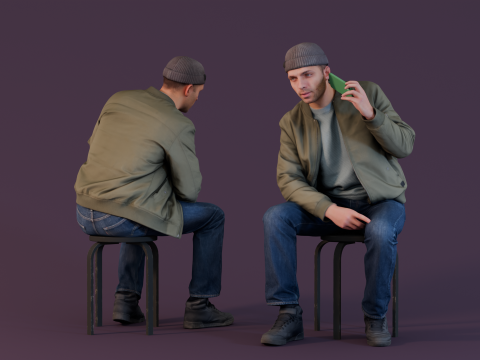 Urban Whisper - Man in Beanie Listening on Phone 3D-Modell