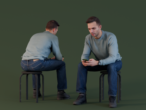 Everyday Commuter - Man Texting on Phone 3D-Modell