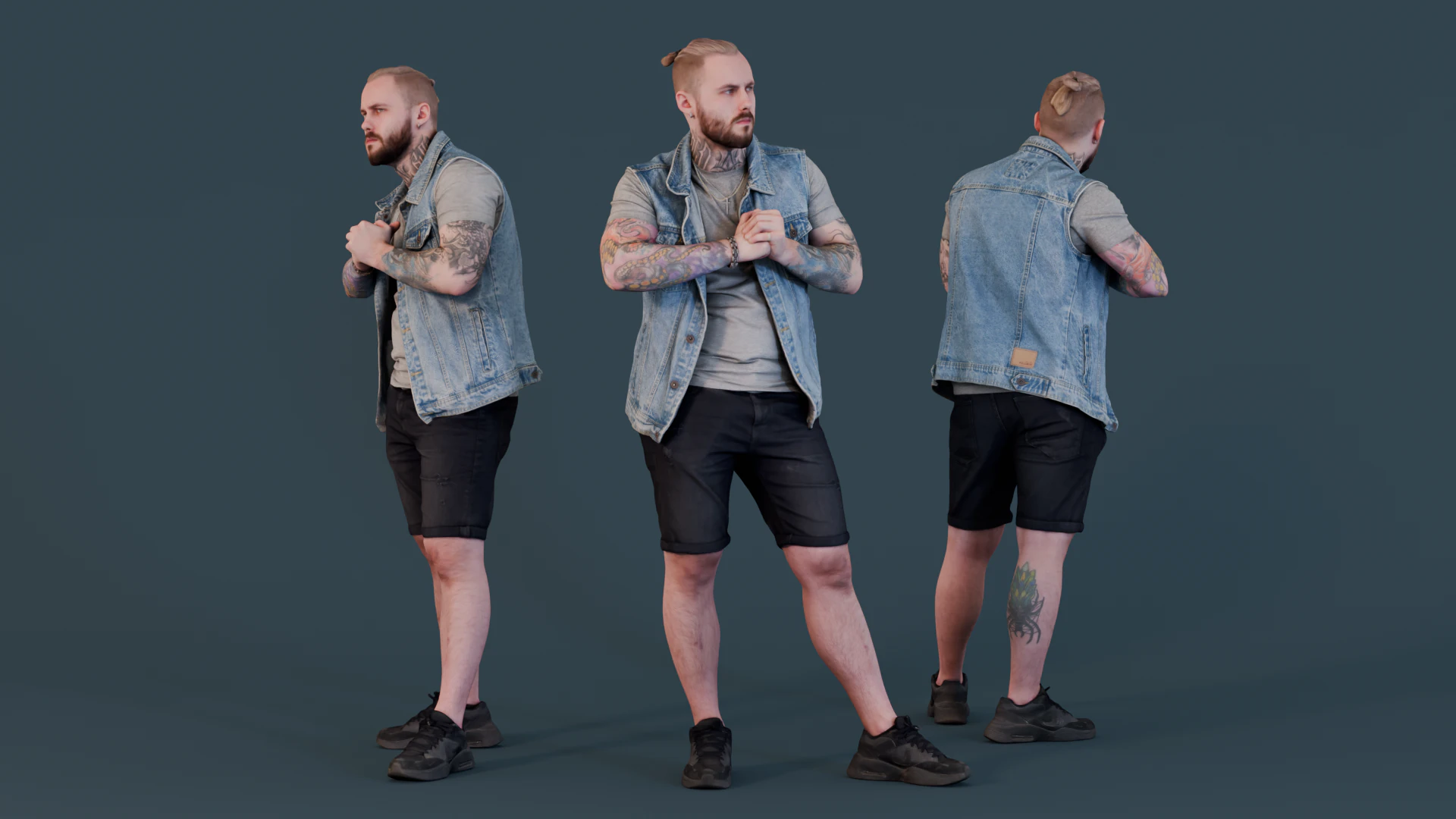 アーバン エッジ - デニム ベストを着た男 3Dモデル .c4d .max .obj .3ds .fbx .stl .blend