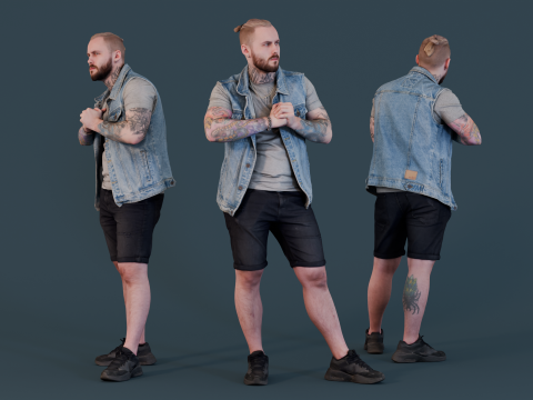 Urban Edge - Man in Denim Vest 3D-Modell