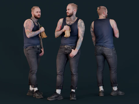 Urban Reflection - людина з пляшкою, написана чорнилом 3D Модель