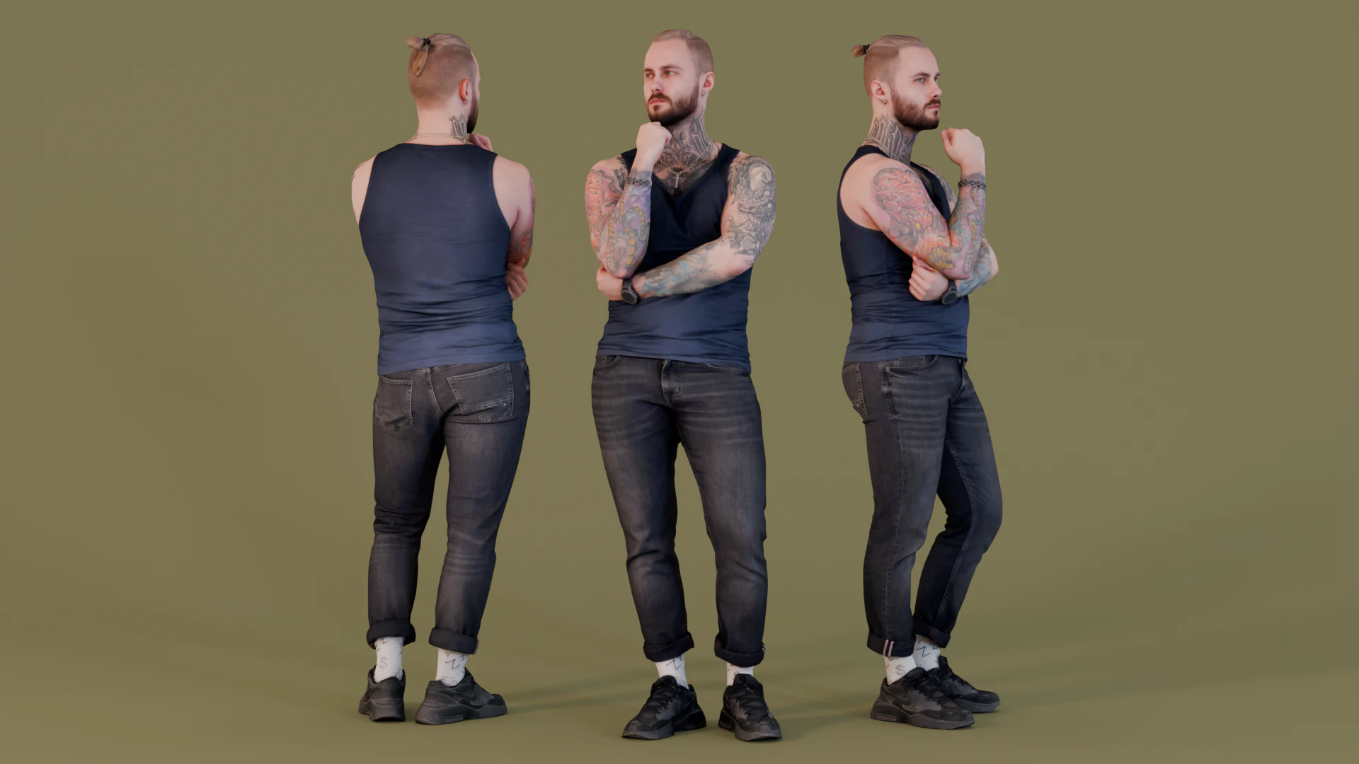 Pondering Thoughts - Tattooed Rebel 3D Model .c4d .max .obj .3ds .fbx .stl .blend 