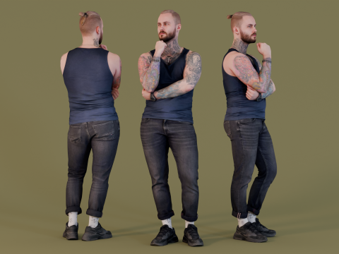 Pondering Thoughts - Tattooed Rebel 3D-Modell