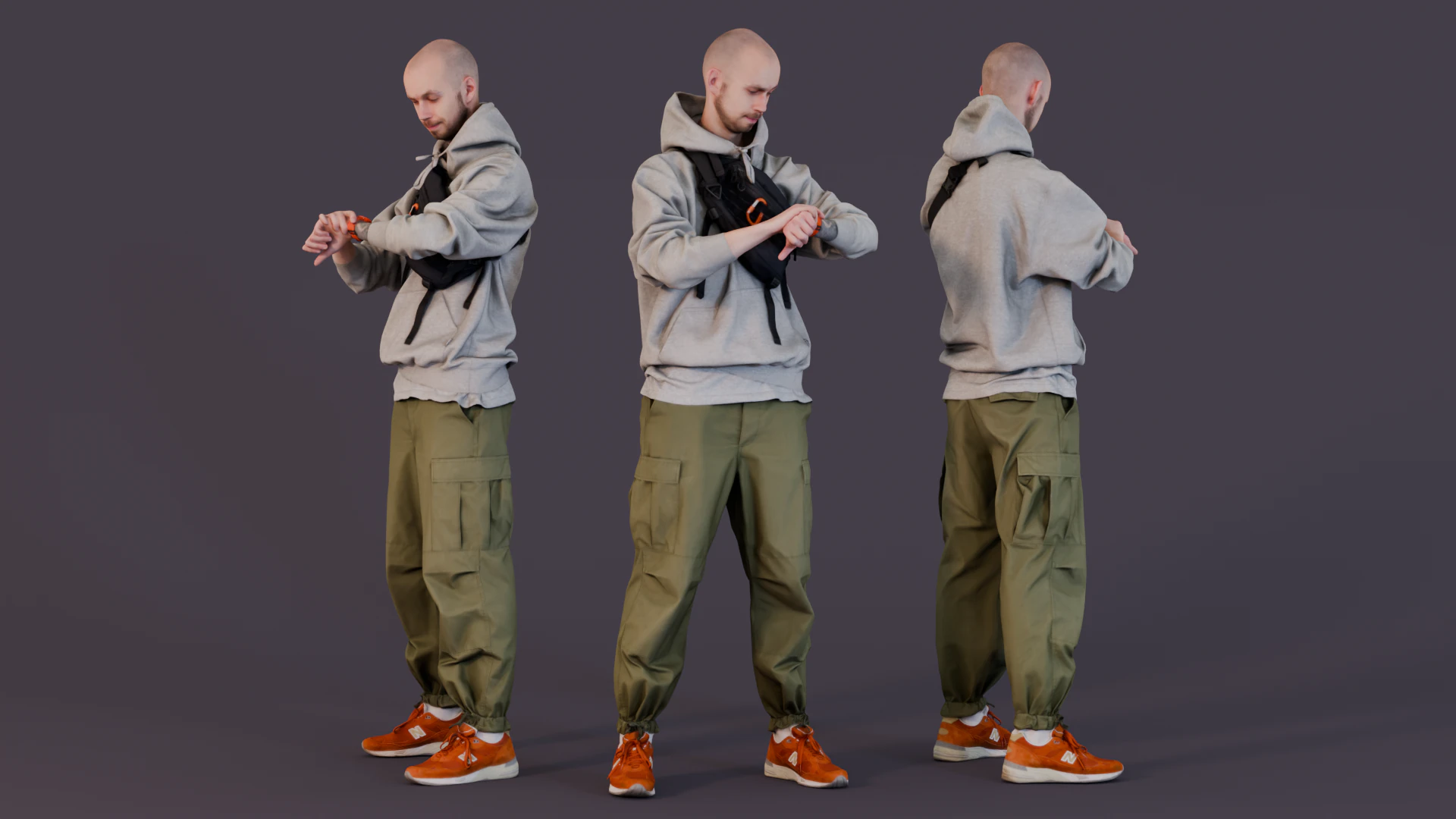 Time Keeper - Urban Man Adjusting Watch 3D Model .c4d .max .obj .3ds .fbx .stl .blend