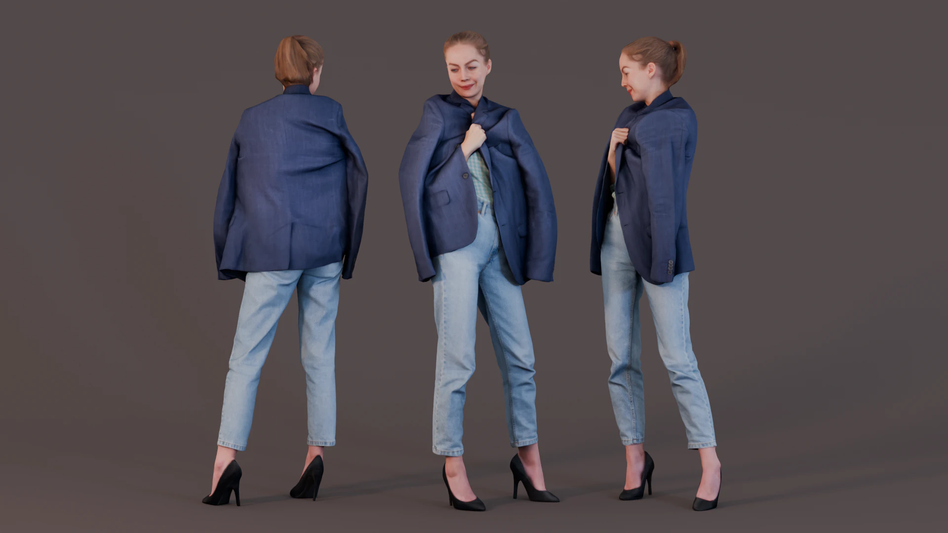 Effortless Chic - Woman Draped in Oversized Blazer 3D Model .c4d .max .obj .3ds .fbx .stl .blend 