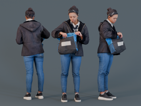 Everyday Explorer - Girl Checking Handbag 3D-Modell