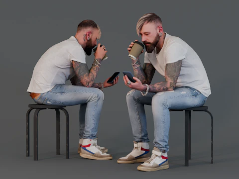 Koffie en smartphone - moderne stadsvakantie 3D Model