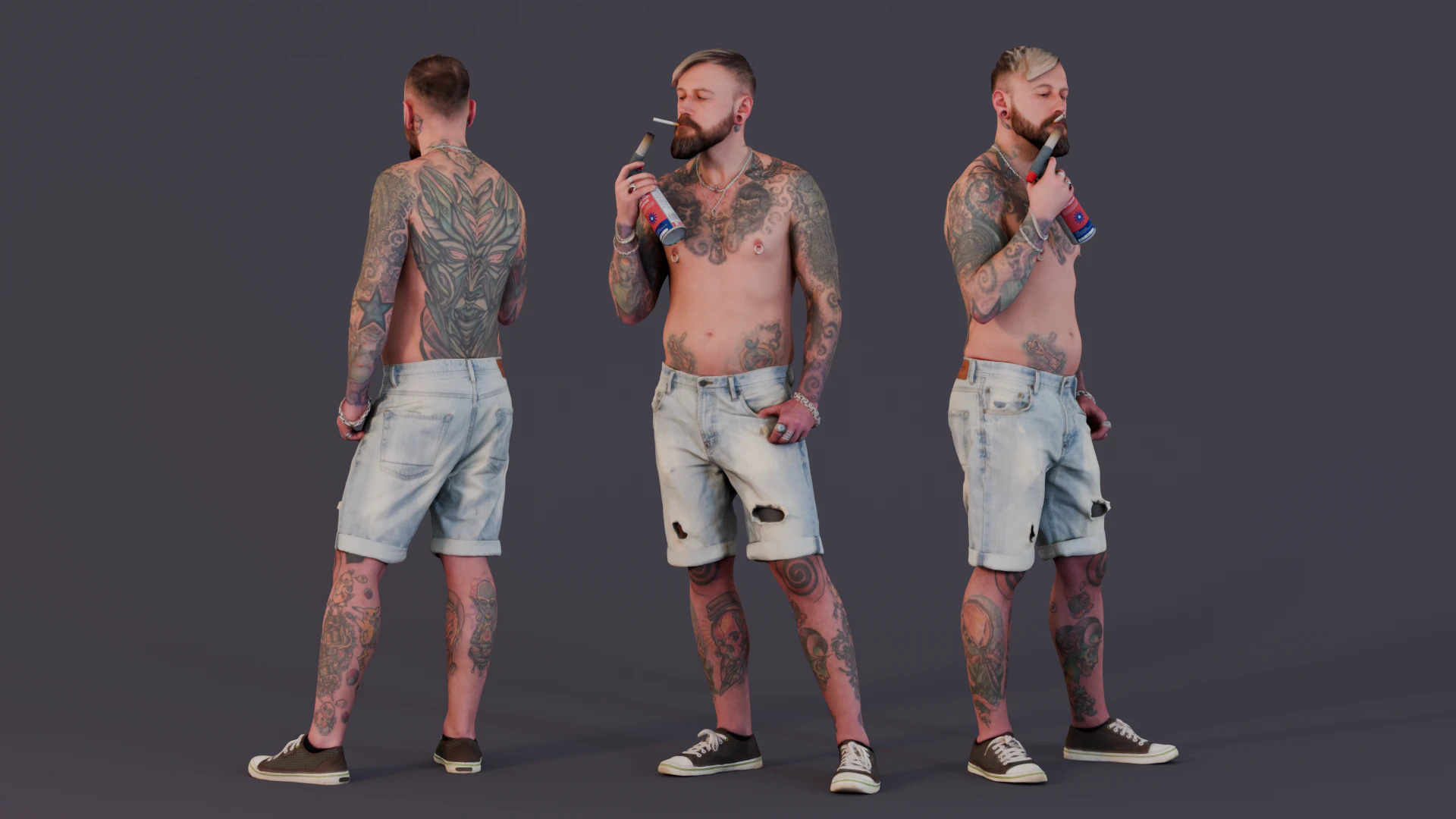 Give Them Hell - Tattooed Rebel 3D Model .c4d .max .obj .3ds .fbx .stl .blend 