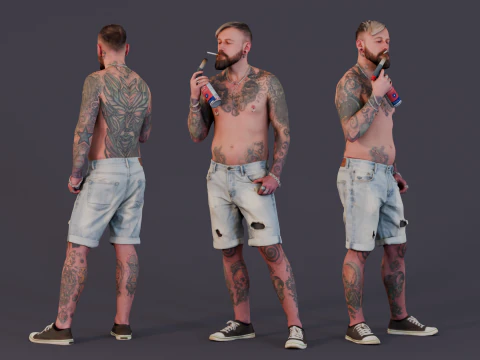 D&ecirc;-lhes o Inferno - Rebelde Tatuado Modelo 3D