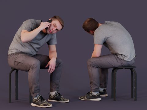Listening Carefully - Seated Caller 3D-Modell