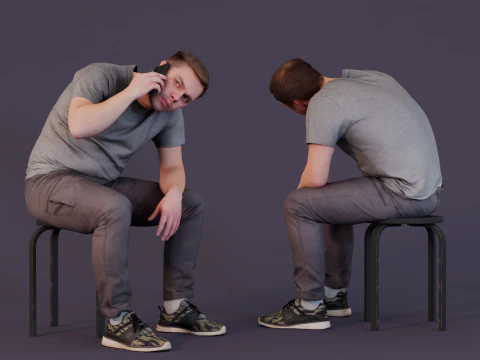 Aandachtig luisteren - Zittende beller 3D Model