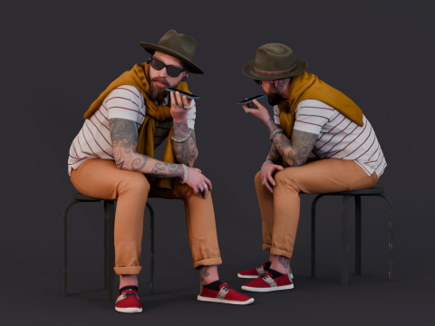 Recording a Voice Message - Trendy Gentleman 3D-Modell