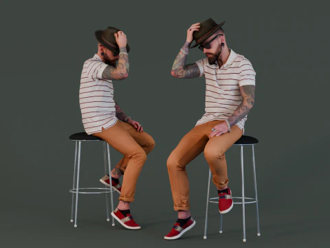 Barkenner - Getatoe&euml;erde man met een Fedora 3D Model