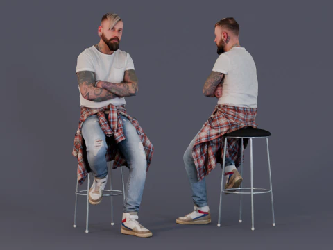 Relaxte sneakerhead - man met een casual houding 3D Model