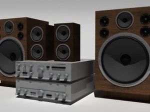 audio amplifier and speaker 3D Model