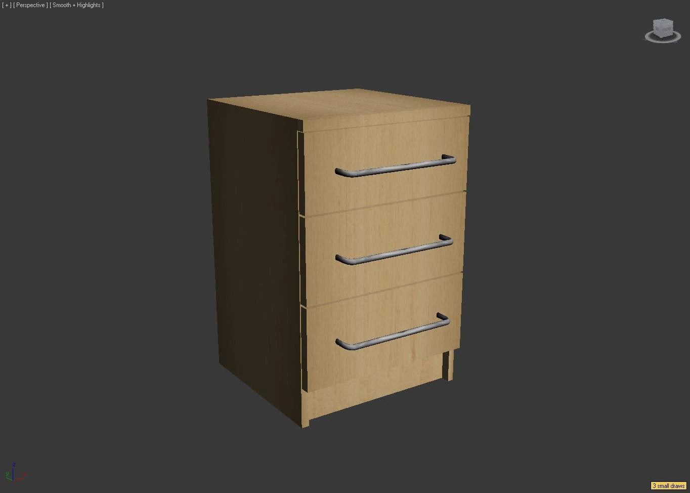 small bedroom draw chest 3D Model .c4d .max .obj .3ds .fbx .stl .blend 