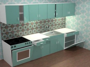 unidade de cozinha low poly Modelo 3D