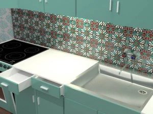 кухонний гарнітур низький полі 3D Модель