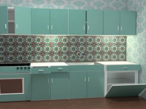 кухонний гарнітур низький полі 3D Модель