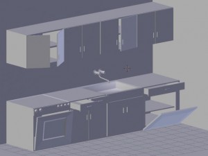kitchen unit low poly Model 3D