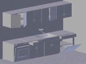 кухонний гарнітур низький полі 3D Модель