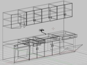 кухонний гарнітур низький полі 3D Модель
