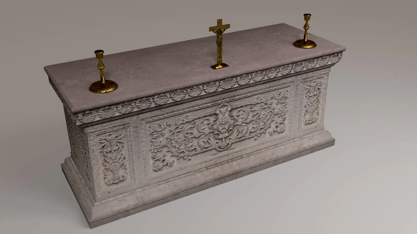 altar  low poly 3D Model .c4d .max .obj .3ds .fbx .stl .blend 