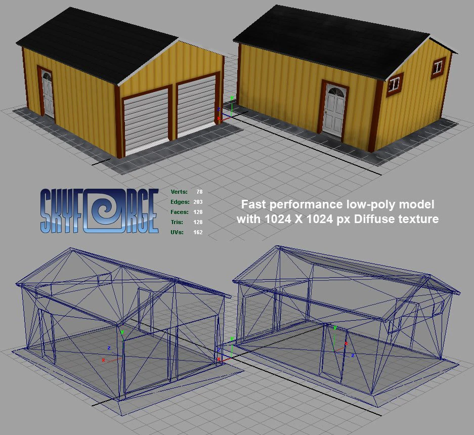 house 28 twin garage 3D Model .c4d .max .obj .3ds .fbx .stl .blend 