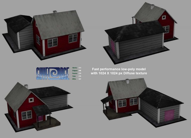 house 01 living house with garage 3D Модель .c4d .max .obj .3ds .fbx .stl .blend 
