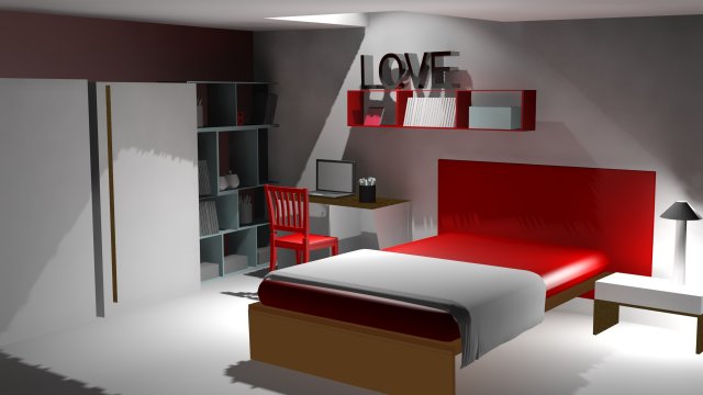 lovely bed room 3D Модель .c4d .max .obj .3ds .fbx .stl .blend 