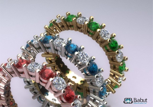 ring with stones 3d print model Model 3D .c4d .max .obj .3ds .fbx .stl .blend