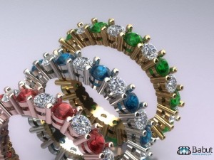 ring with stones 3d print model Modelo 3D