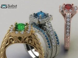 engagement ring 3 models 3D Model