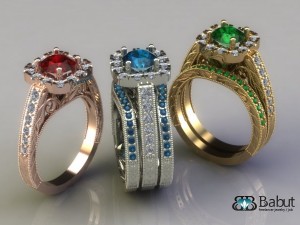 engagement ring  3 models Model 3D