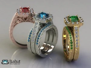 engagement ring  3 models 3D Model