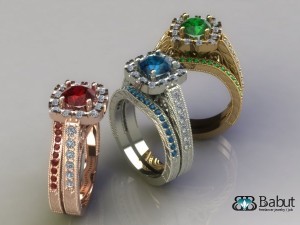 engagement ring  3 models Model 3D