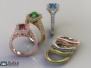 engagement ring  3 models Model 3D